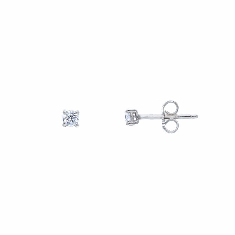Φωτογραφία από White gold single stone earrings 14k with zircon (code S254350)