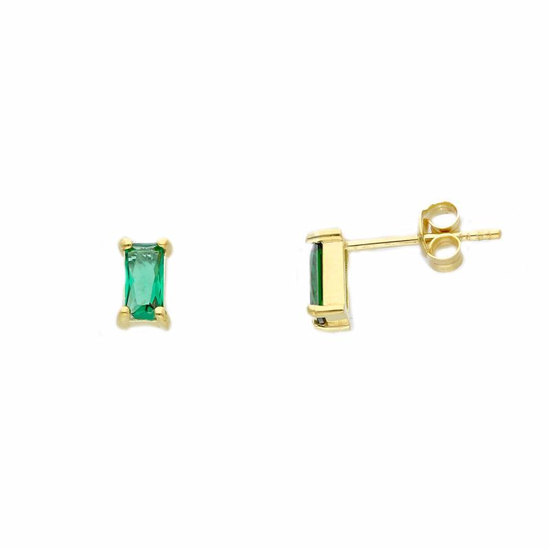 Φωτογραφία από Yellow gold single stone earrings 14k with emeralds (code S263178)