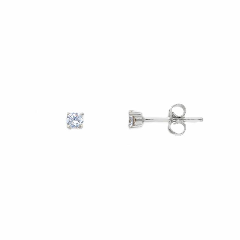 Φωτογραφία από White gold single stone earrings 9k with zircon (code S265537P)