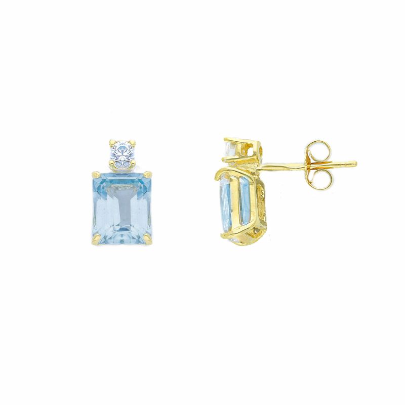 Φωτογραφία από Yellow gold single stone earrings k14 with Aqua Marin (code S271082)