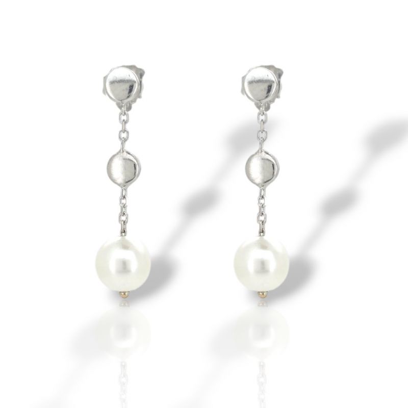 Φωτογραφία από White gold earrings 9k with pearls (code S202283)
