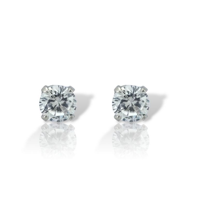 Φωτογραφία από White gold earrings 14k with white zircon  (code SM2813)