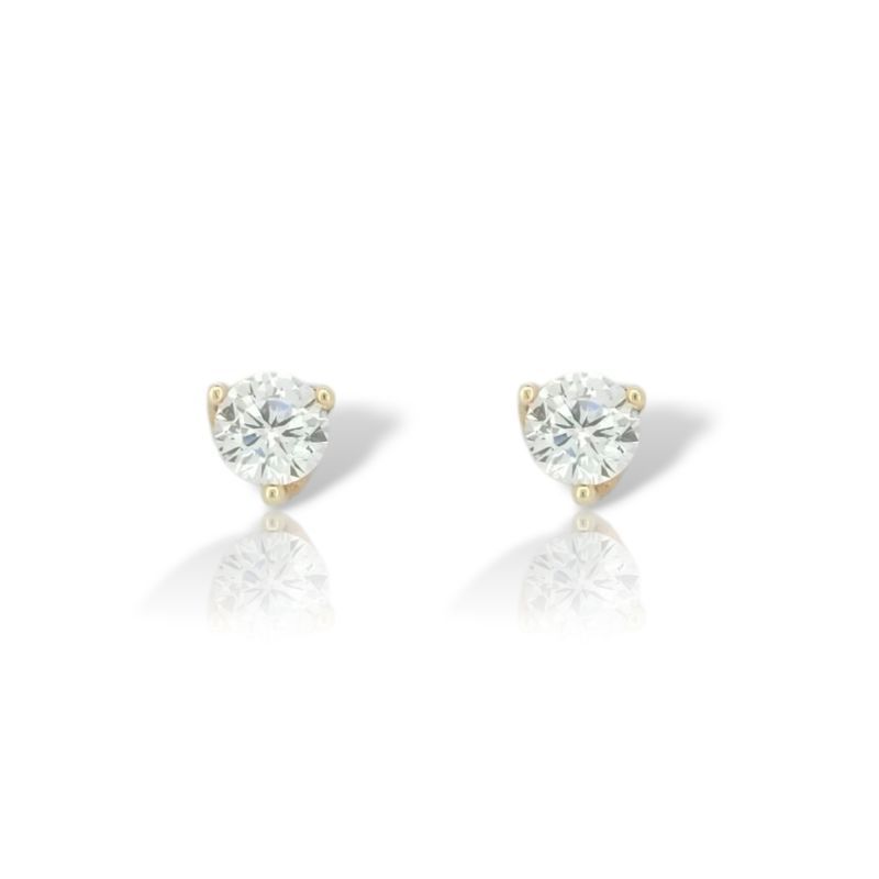 Φωτογραφία από Yellow gold single stone earrings 14k with zircon (code SM2818)