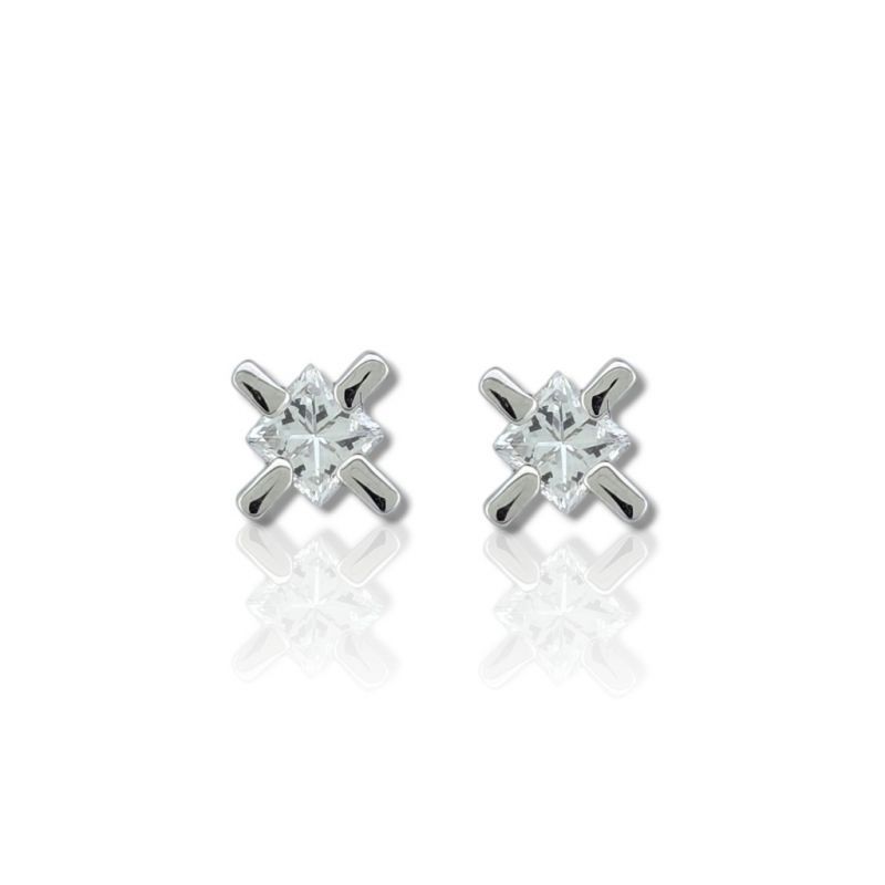 Φωτογραφία από White gold single stone earrings with diamonds (code T2399)