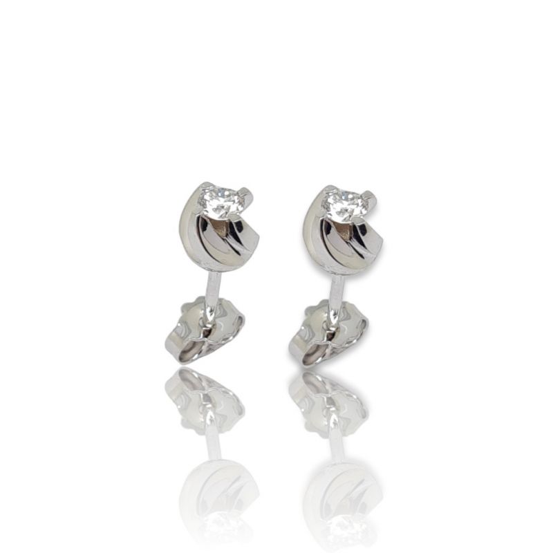 Φωτογραφία από White gold single stone earrings with diamonds  (code T2459)