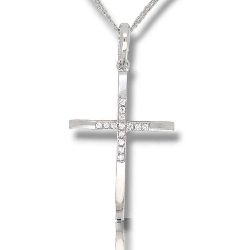 Φωτογραφία από White gold & rose gold double sided cross (with chain) k14  (code P1728) 