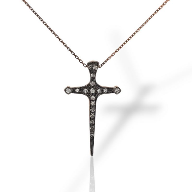 Φωτογραφία από Rose gold sword cross k14 with diamonds  (code P1734)
