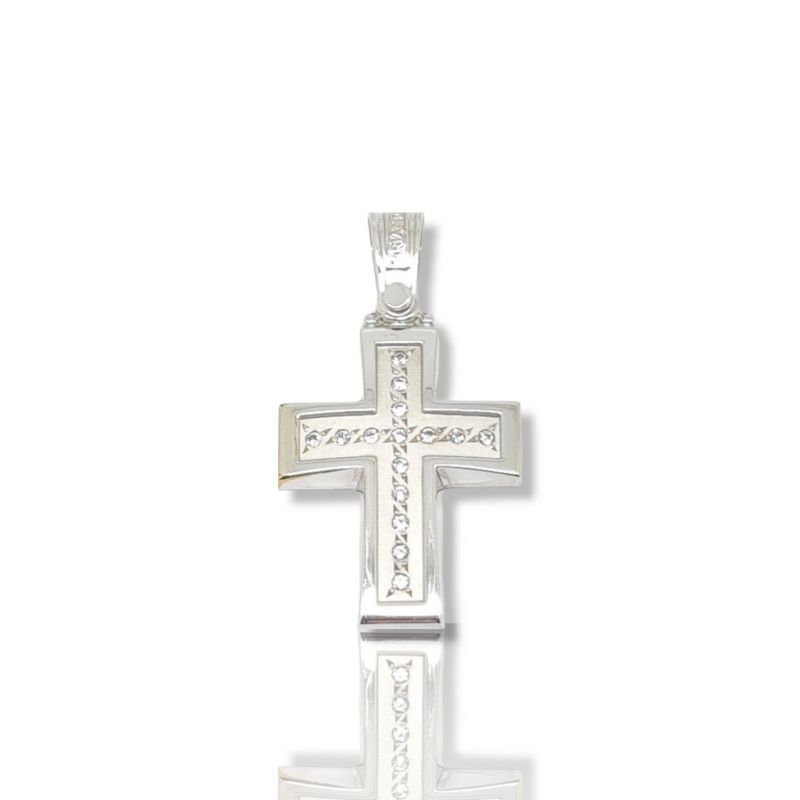 Φωτογραφία από White gold cross 14k with zircons (code H1698)