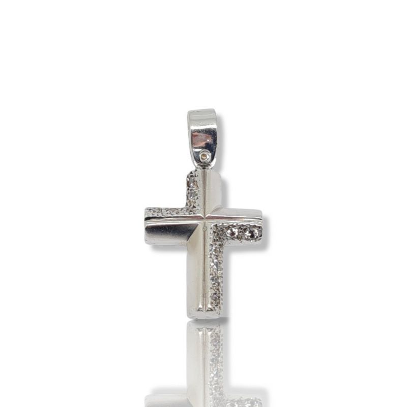 Φωτογραφία από White gold cross k14 with zircons (code H1676)