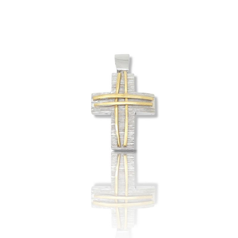Φωτογραφία από White gold cross k9 with golden details k9  (code DV1866)