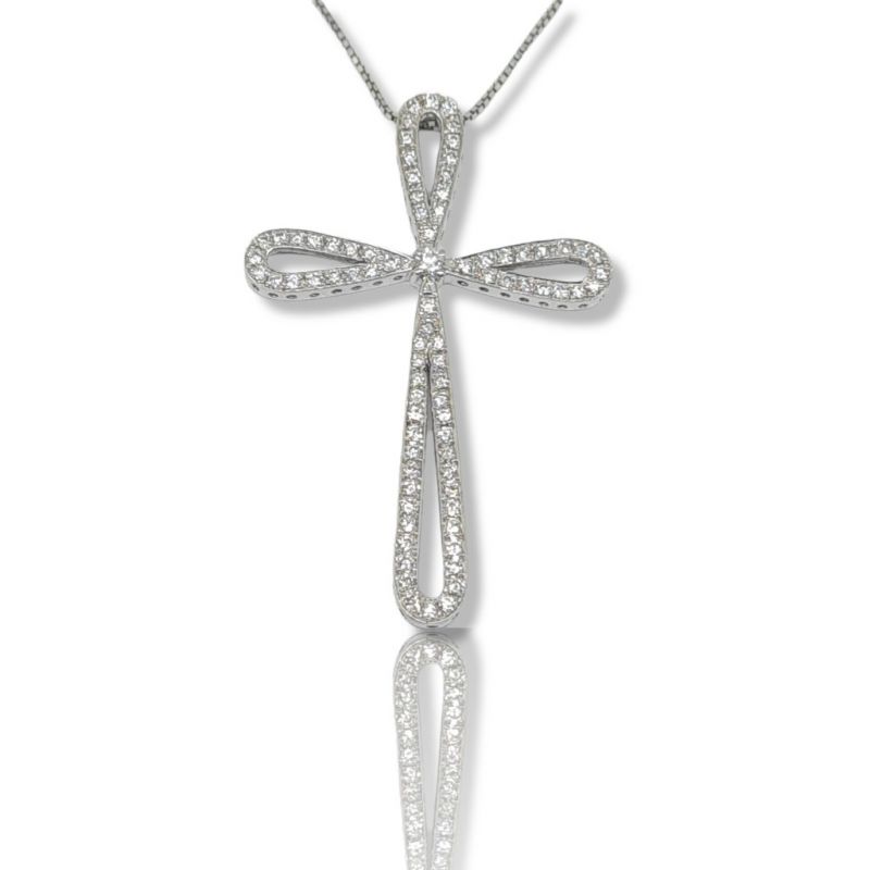 Φωτογραφία από White gold cross (with chain) k18 with diamonds(code M2326) 