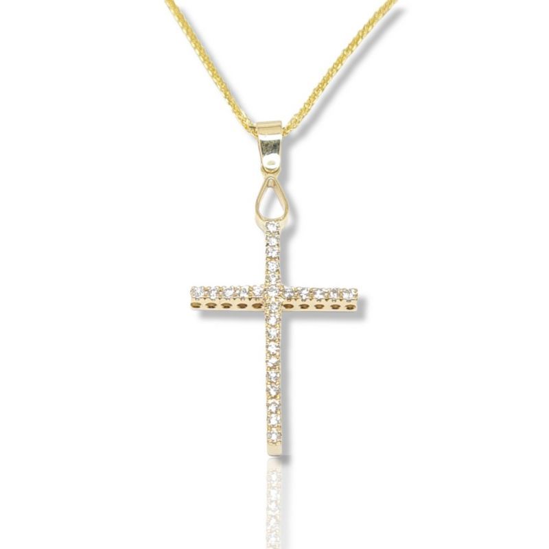 Φωτογραφία από Croce (con catena) in oro Giallo k18 con Diamanti (code H2327)