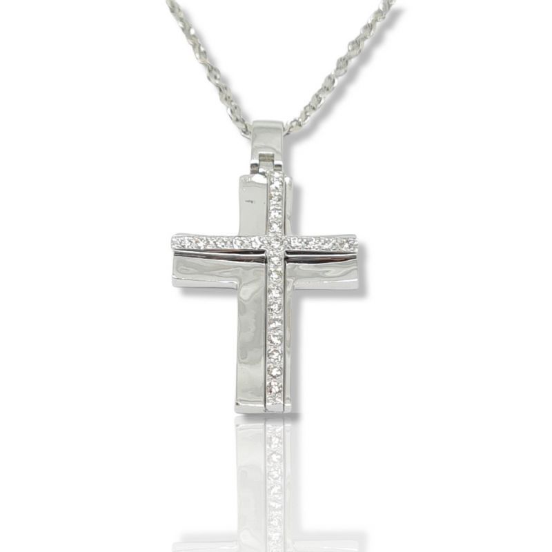 Φωτογραφία από White gold cross (with chain) (code P2049)