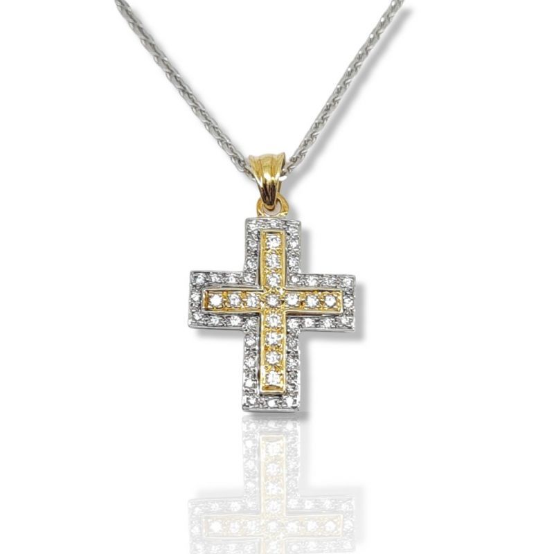 Φωτογραφία από White & yellow gold cross k18 (with chain) (code H1733)