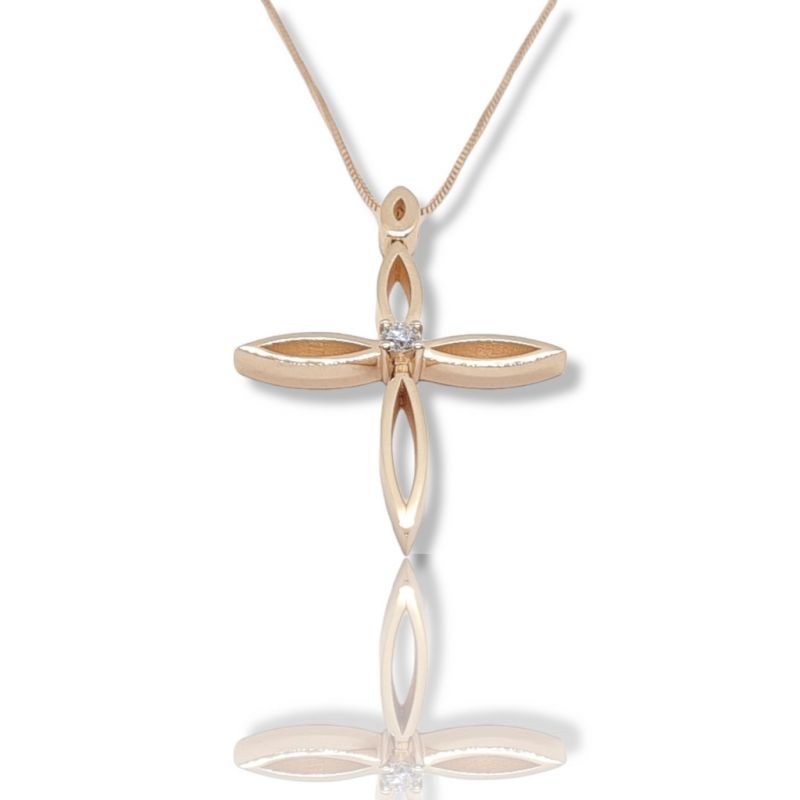 Φωτογραφία από Croce con catena in oro Rosa k14 con Diamante (code P2360)