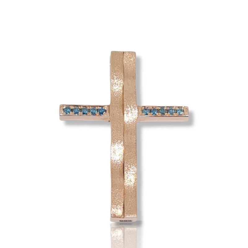 Φωτογραφία από Croce in oro Rosa k14 con diamanti (code H2368)