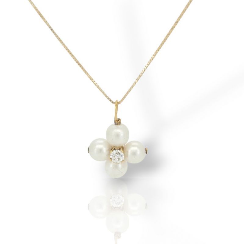 Φωτογραφία από Croce in oro 14k con perle e zirconi bianchi (code M2926)
