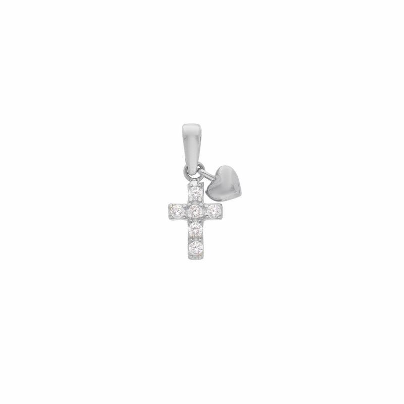 Φωτογραφία από Croce in oro Bianco k14 con zirconi cubici (code S204494)