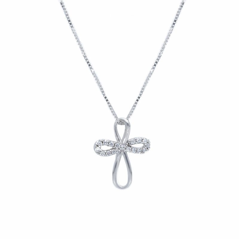Φωτογραφία από White gold cross (with chain) k9 with diamond (code S224500)