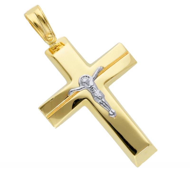 Φωτογραφία από Croce in oro Giallo con Crocifisso in oro bianco k14 (code S250165)
