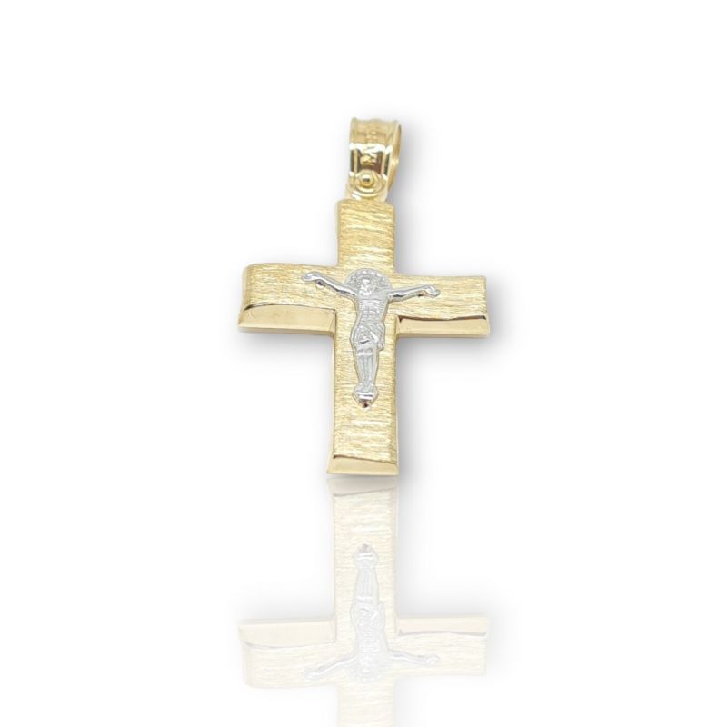 Φωτογραφία από Golden cross k14 with white gold crossed (code. AL1828)