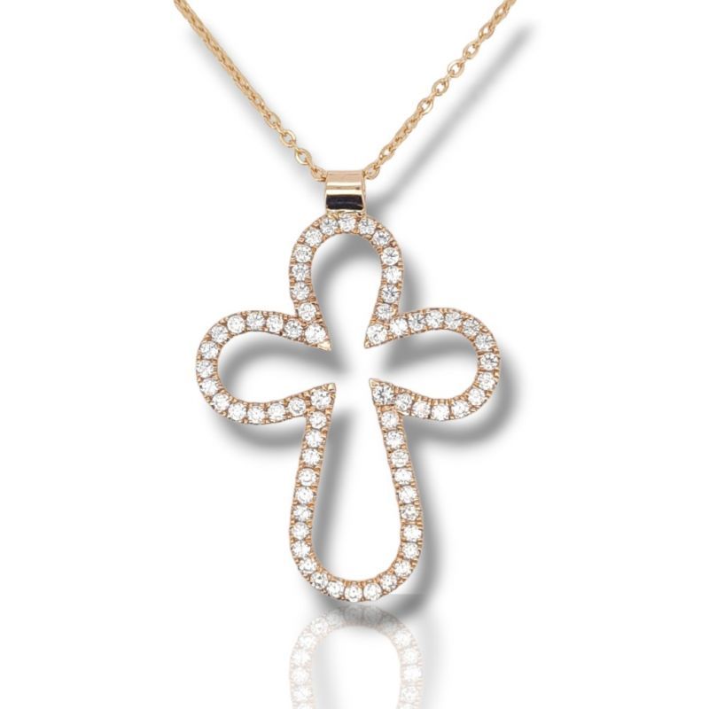 Φωτογραφία από Rose gold cross (with chain) k14 with zircons (code H1725)