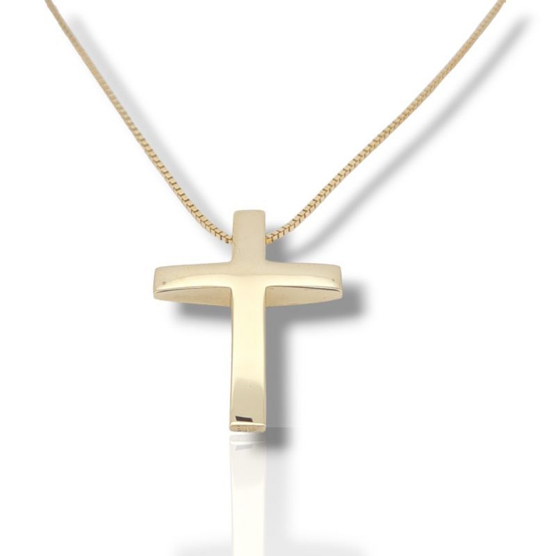 Φωτογραφία από Golden double sided cross (with chain) k14 (code H2042)