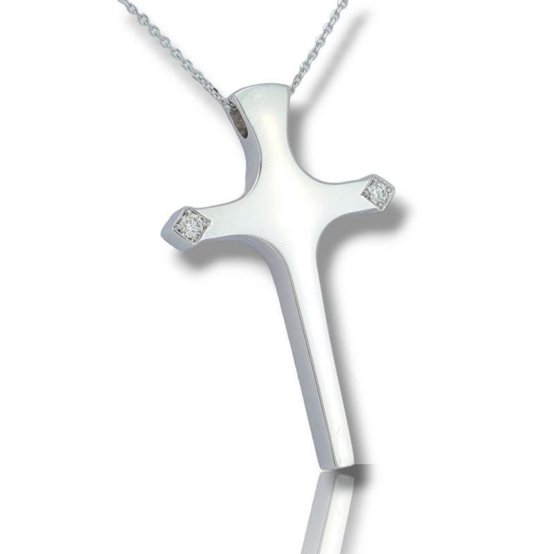 Φωτογραφία από White gold sword cross (with chain) k14 with diamonds (code H2050) 
