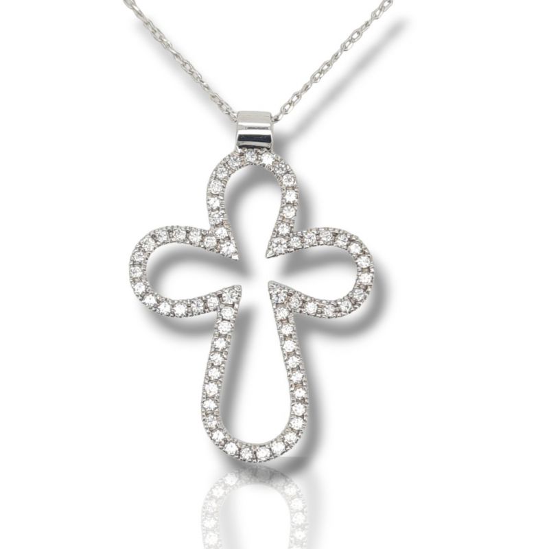 Φωτογραφία από White gold cross (with chain) k14 with diamond (code H2533)