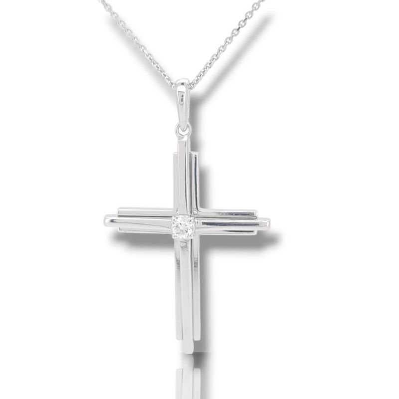 Φωτογραφία από White gold cross k18 with diamond  (code P1665)