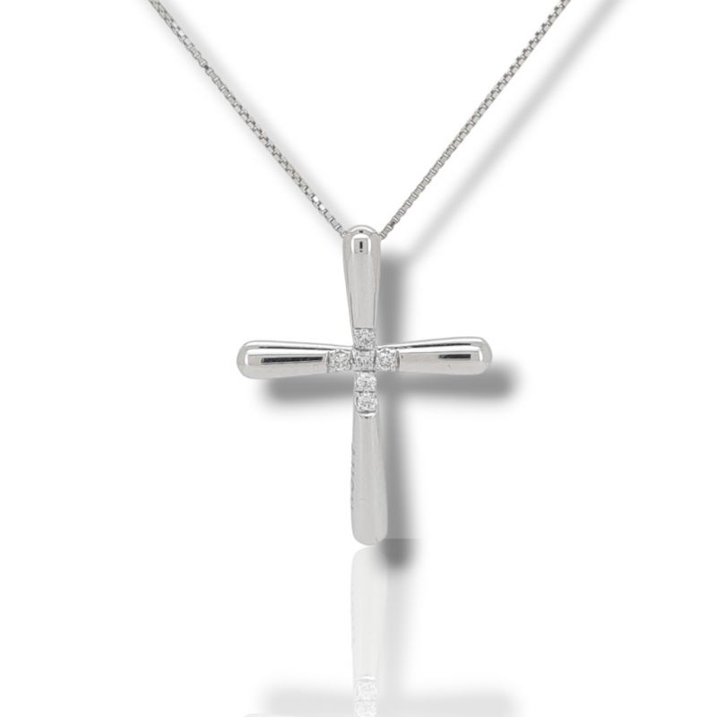 Φωτογραφία από White gold cross k14 with diamonds (with chain) (code P1756) 
