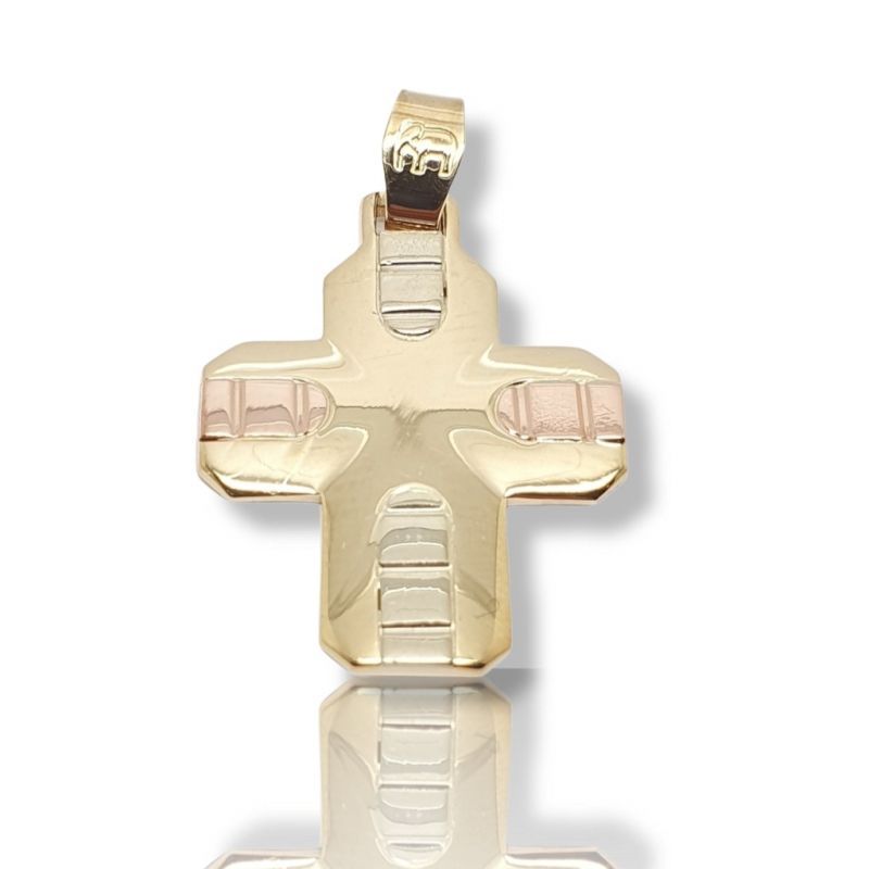 Φωτογραφία από Croce in oro Giallo k14  con dettagli in oro Bianco e oro Rosa (code H2130)