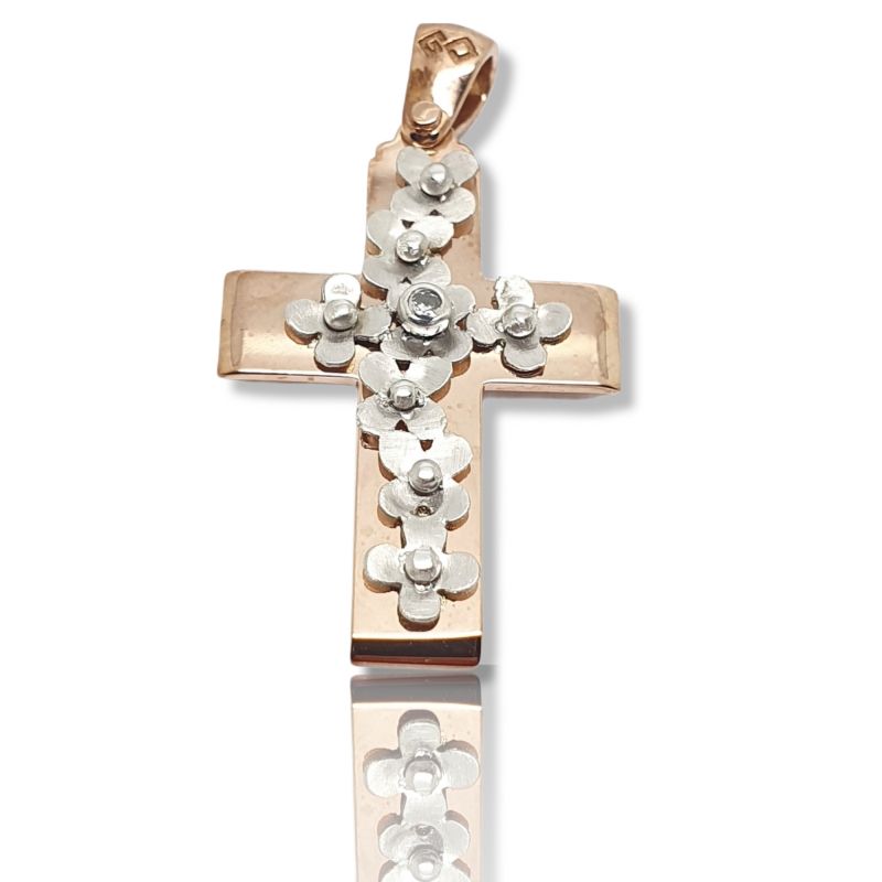 Φωτογραφία από Croce in oro Bianco k14 con fiori in oro Bianco k14 (code GP 2133)