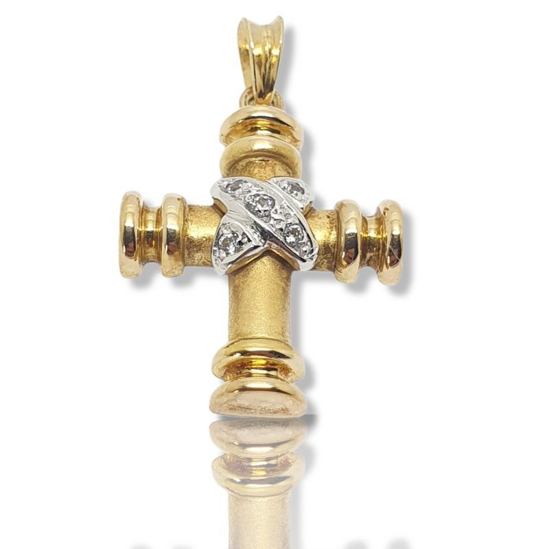 Φωτογραφία από Croce in oro Giallo e oro Bianco k14 con zirconi cubici (code H2117)