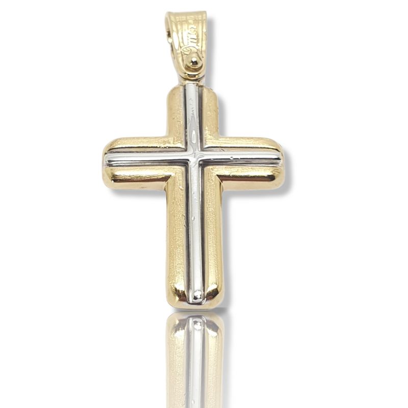 Φωτογραφία από Croce in oro Giallo e oro Bianco k14 (code H2115)
