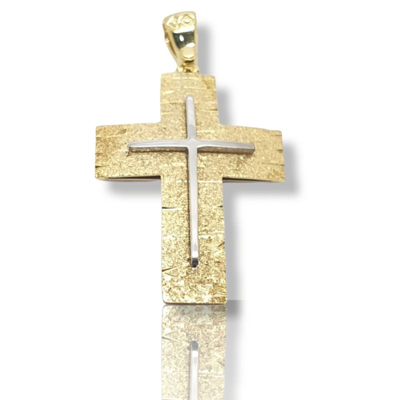 Φωτογραφία από Croce in oro Giallo e oro Bianco k14 (code GP2137)