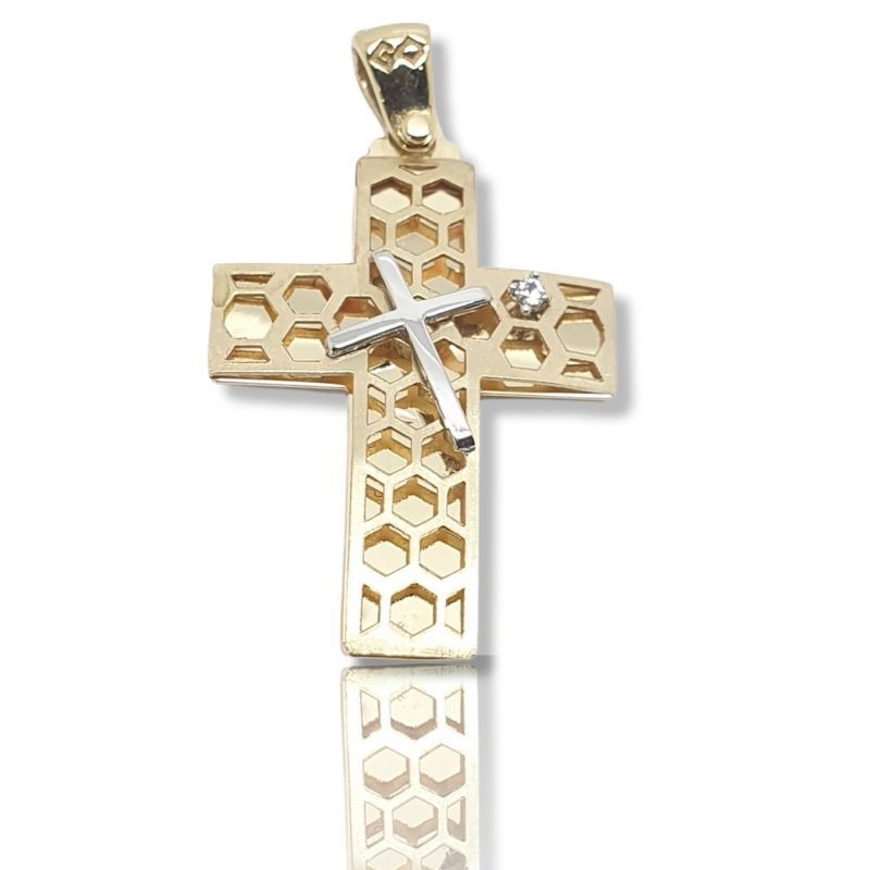 Φωτογραφία από Croce in oro giallo e oro bianco k14 (code GP2112)
