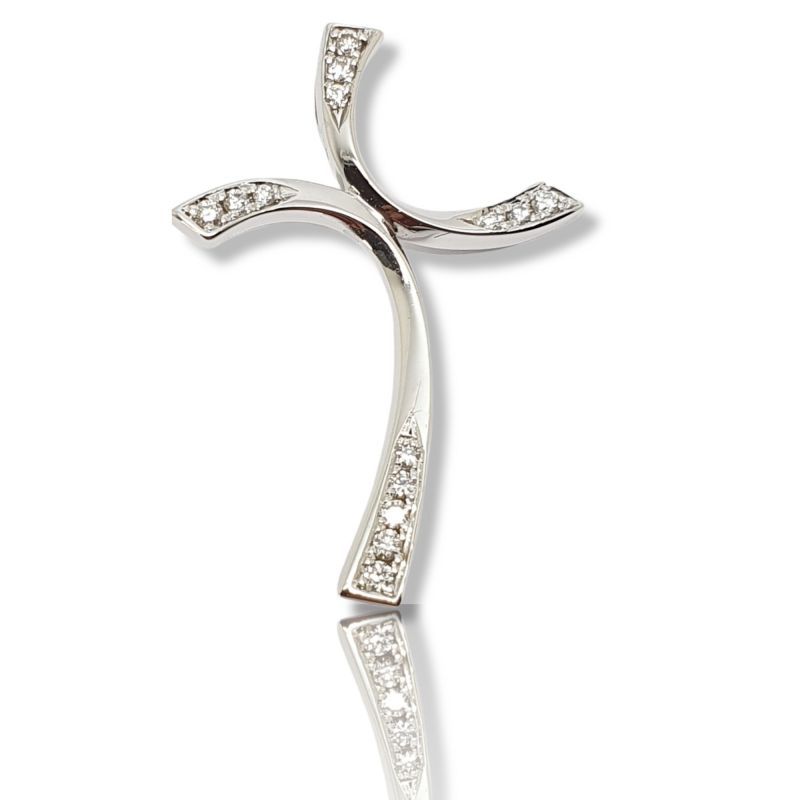 Φωτογραφία από Croce in oro bianco k14 con diamanti (code N2110)