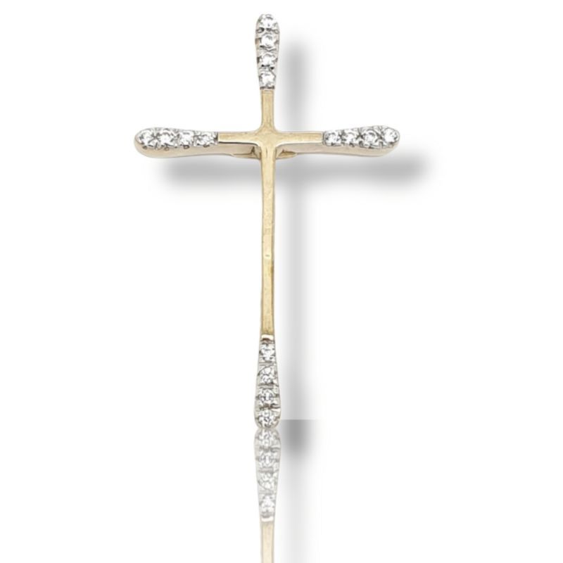 Φωτογραφία από Golden cross k14 with white zircon (code P2106)