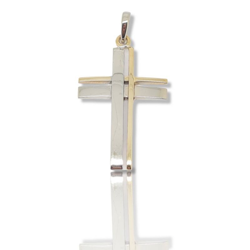 Φωτογραφία από Croce in oro Giallo e oro Bianco k14 (code P2282)