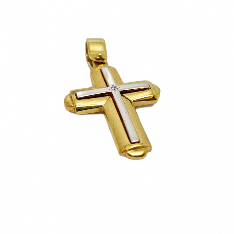 Φωτογραφία από Golden cross k14 with white gold detail k14 and a zircon (code H1678)