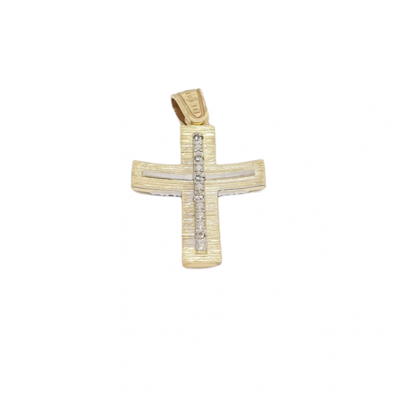 Φωτογραφία από Gold &white gold double sided cross k14 (code H1906)