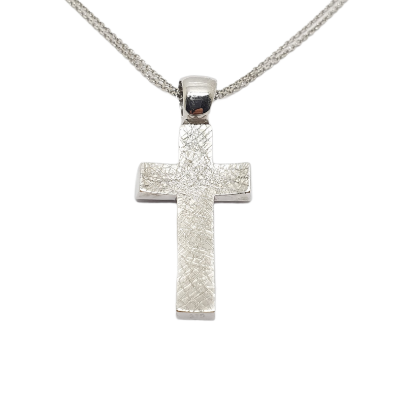 Φωτογραφία από White gold cross k14 (with chain) (code DV1738)