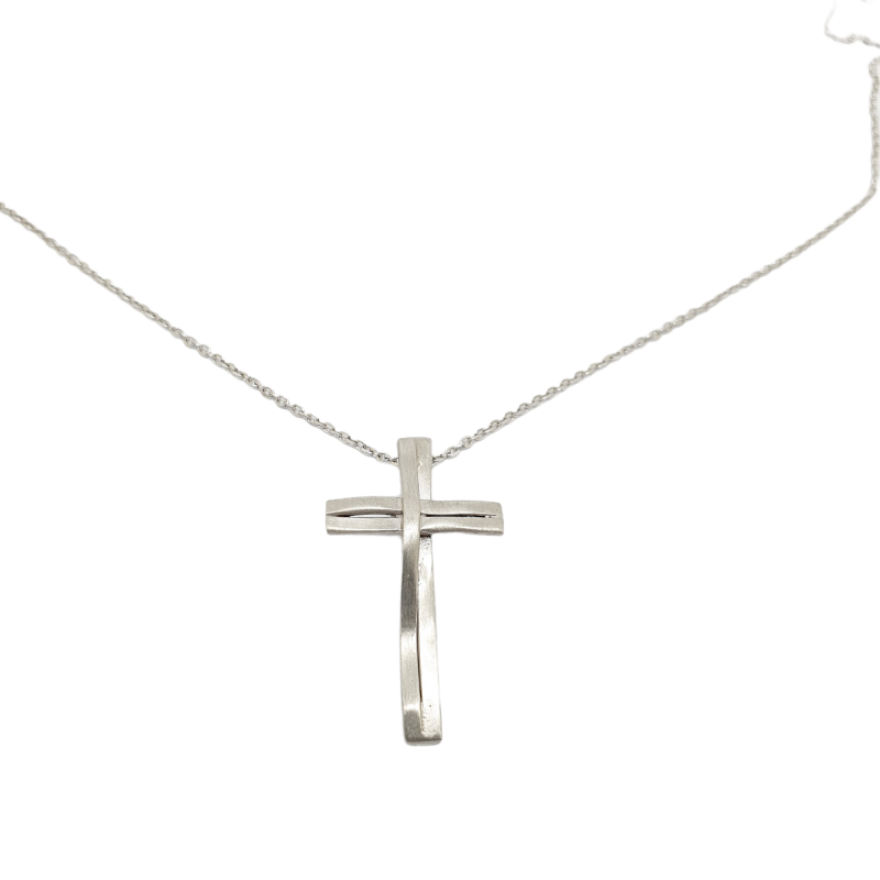 Φωτογραφία από White gold cross k14 (with chain) (code H1741)