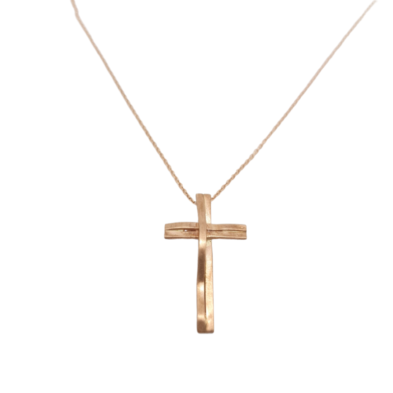 Φωτογραφία από Rose gold cross k14 (with chain) (code H1742)