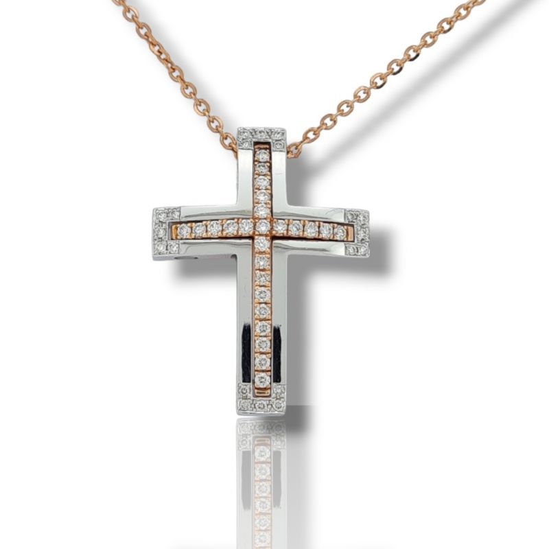 Φωτογραφία από White gold cross k18 with diamonds (with chain) (code TS1748) 