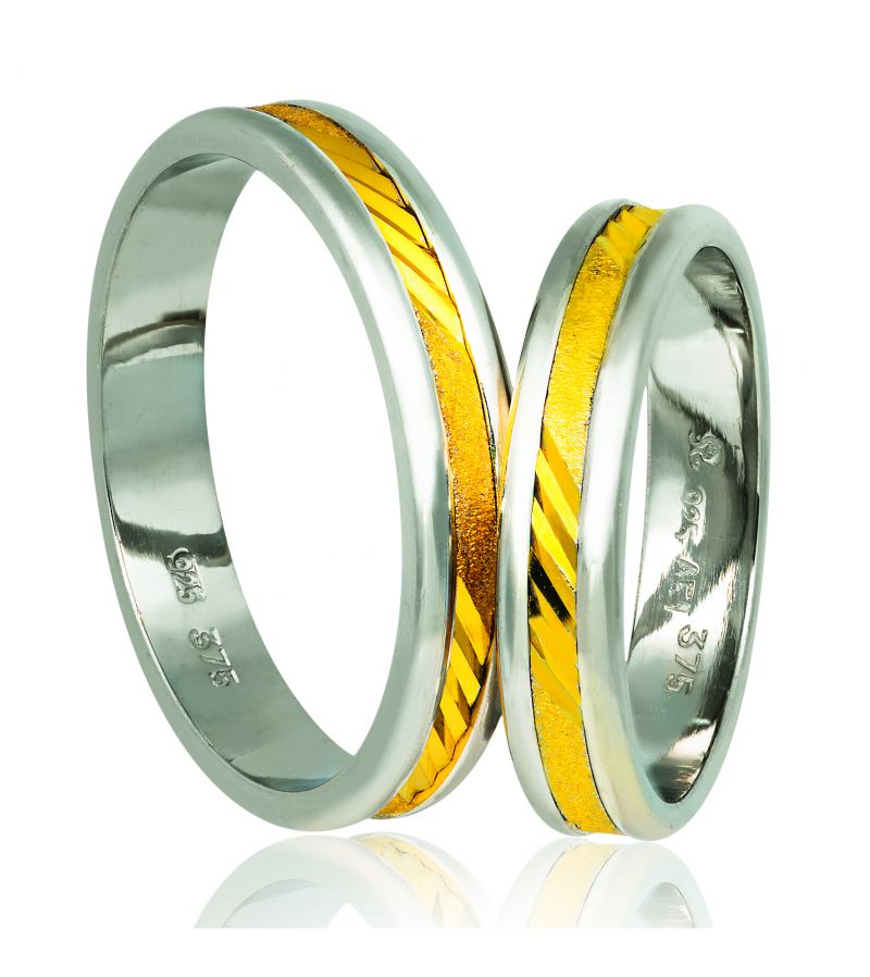 Φωτογραφία από White gold & gold wedding rings 4.3mm(codeA343)