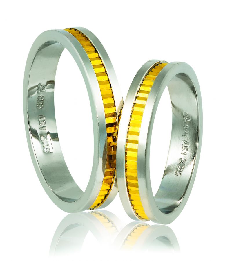 Φωτογραφία από White gold & gold wedding rings 4.3mm (codeA518)