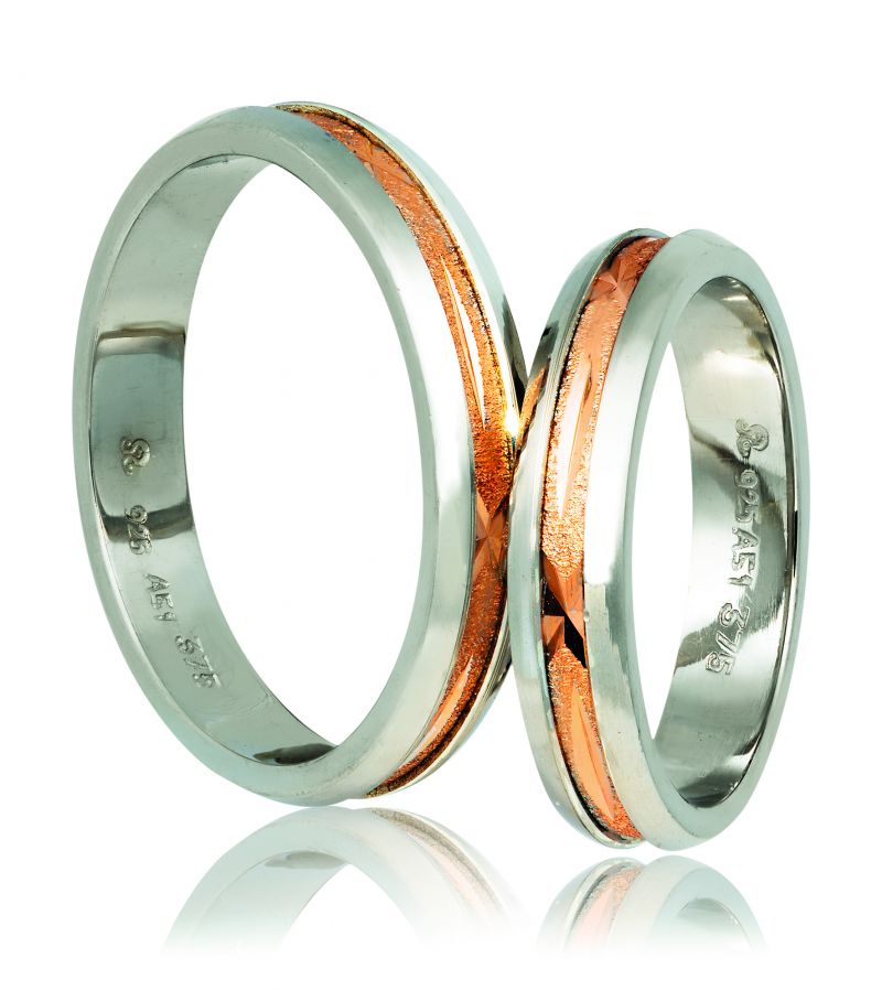 Φωτογραφία από White gold & rose gold wedding rings 4.3mm (code A719r)