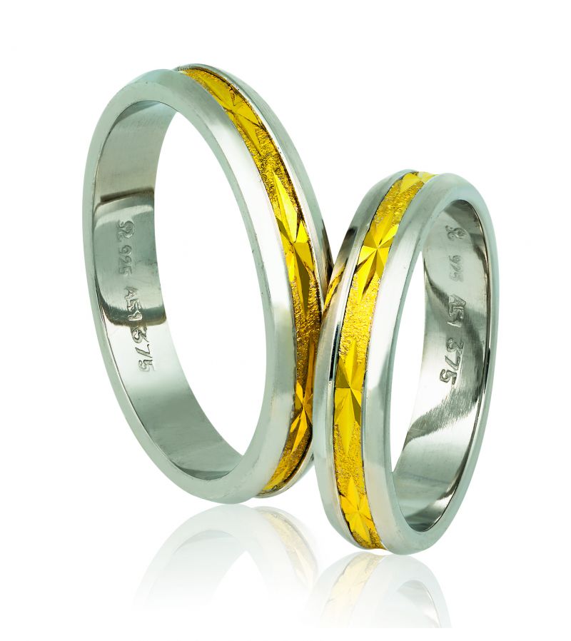 Φωτογραφία από White gold & gold  wedding rings 4.3mm (code A723)
